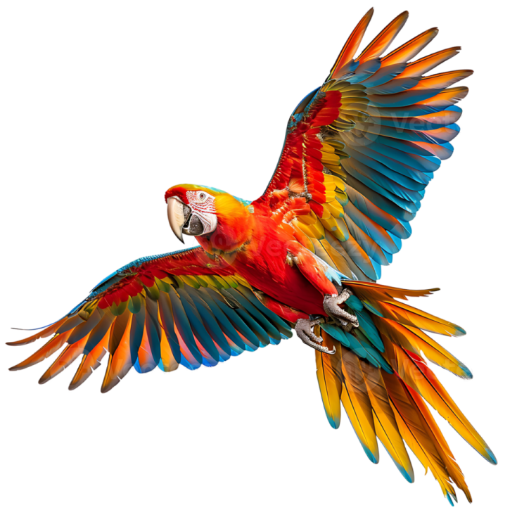 a colorful parrot flying through the air