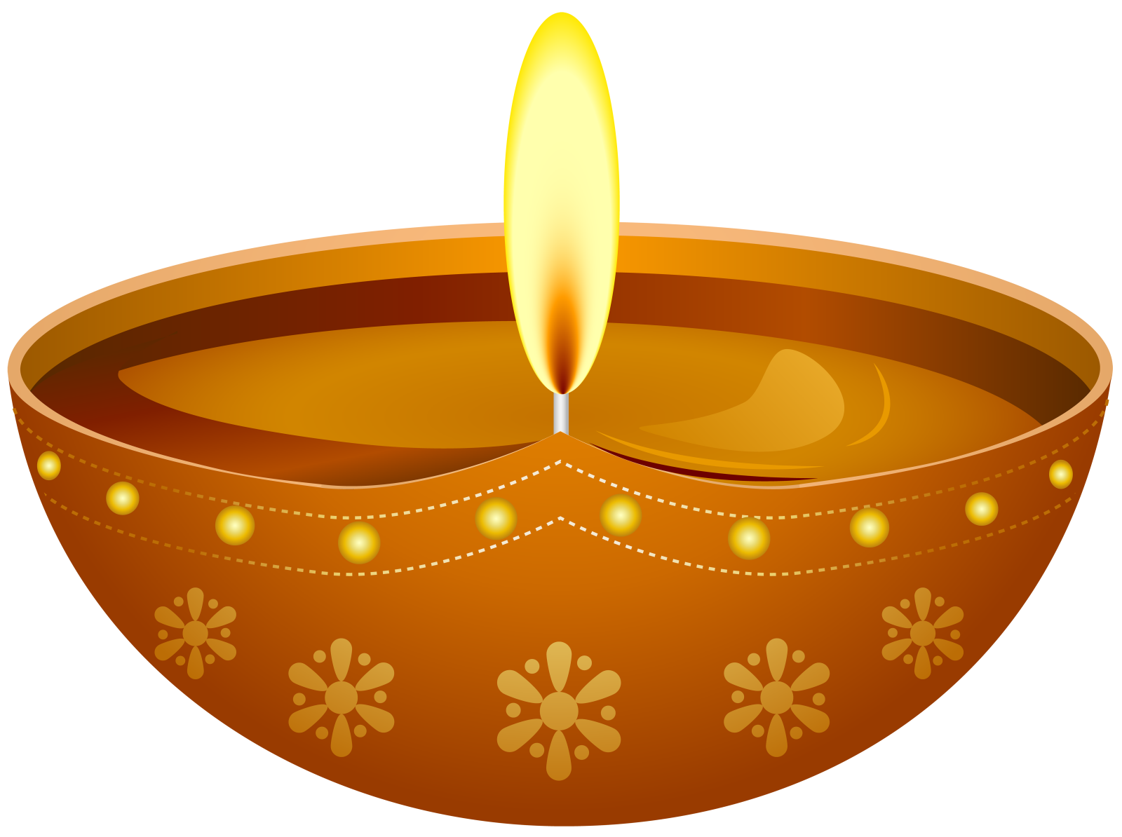 a brown bowl with a lit candle in it