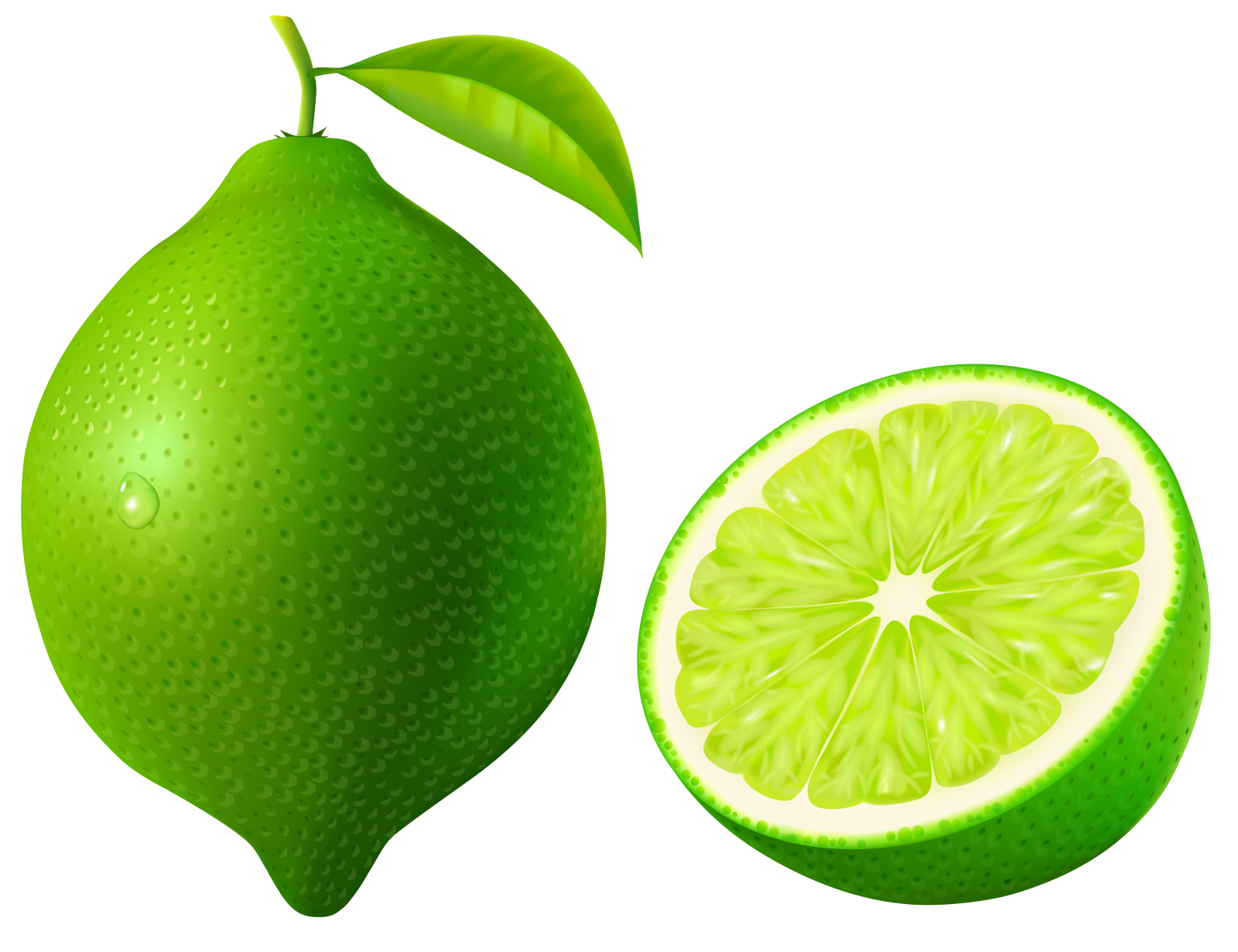 a green fruit with a half cut in half