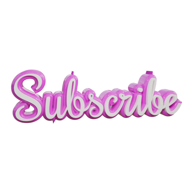 a purple and white 3d text that says sube