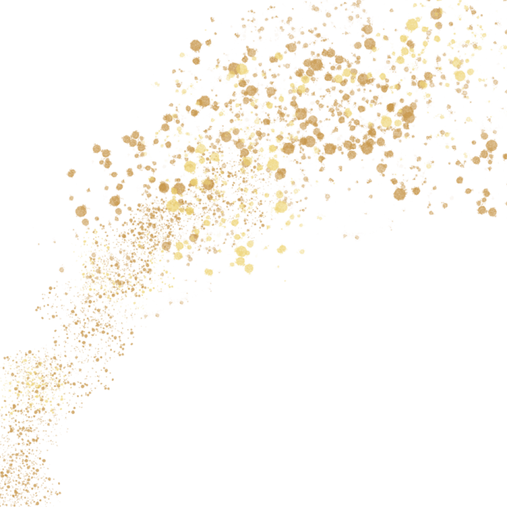 a white background with gold cons