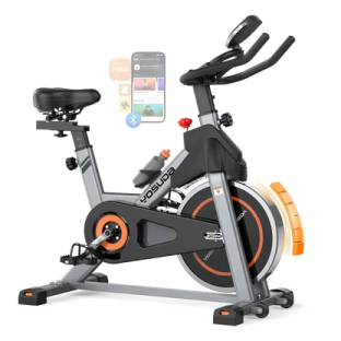 a spinning exercise bike with an app on it
