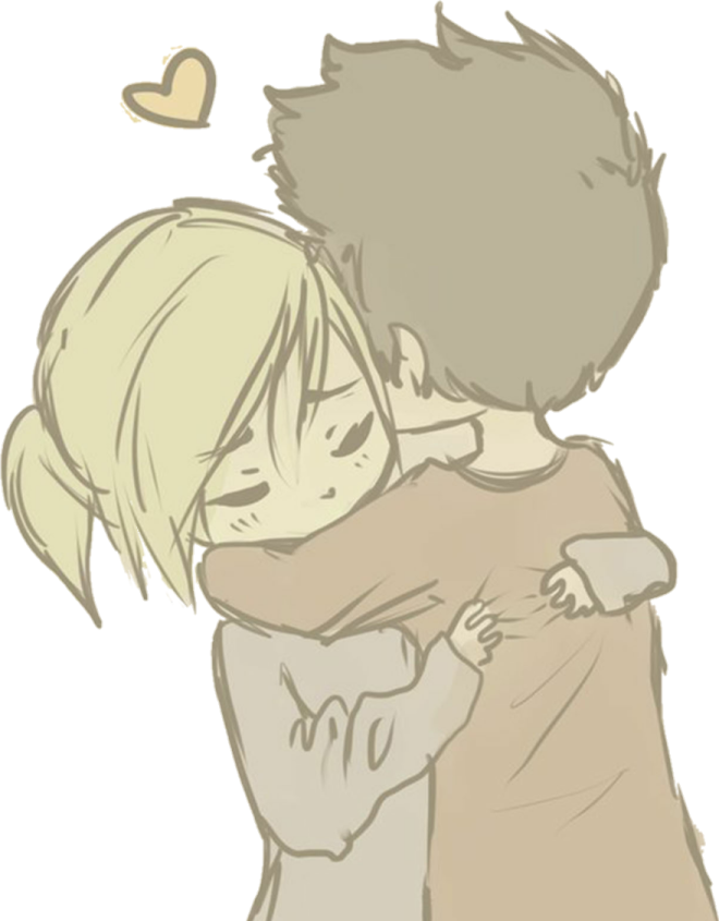 a drawing of two people hugging each other people