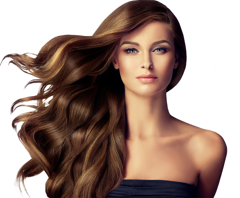 a woman with long brown hair and blue eyes