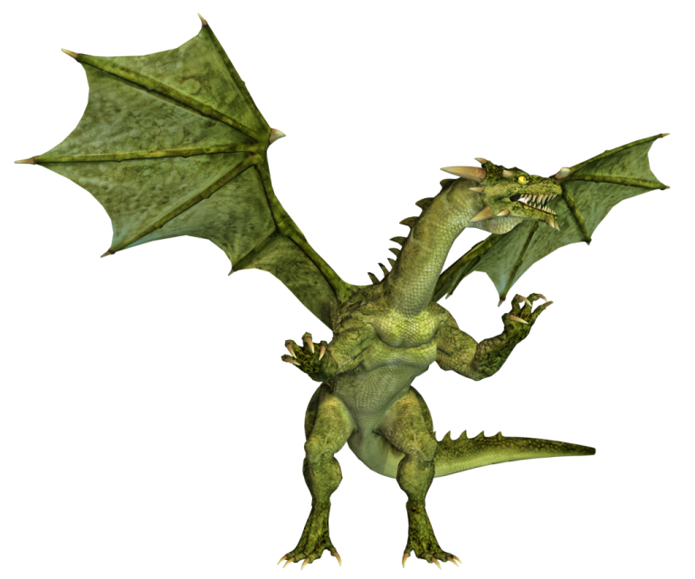 a green dragon flying through the air