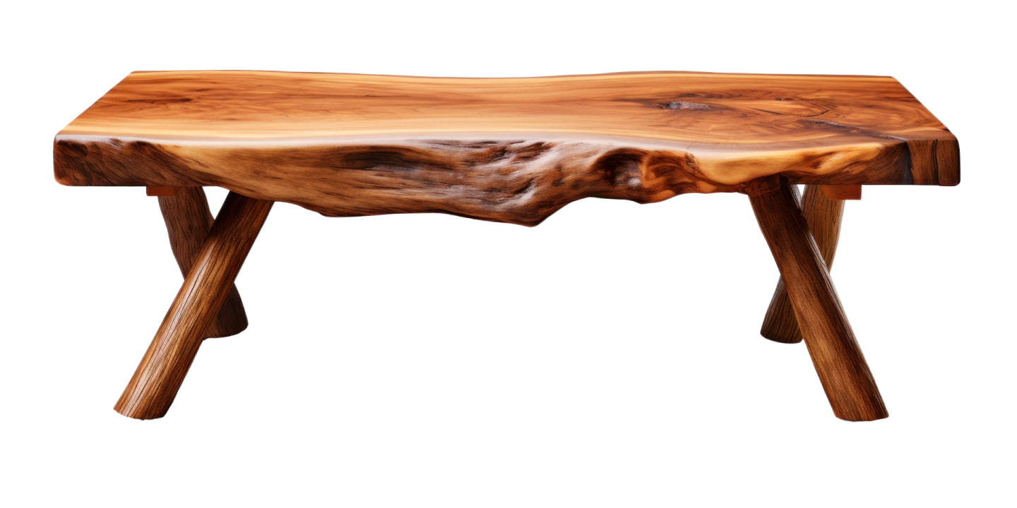 a small wooden table with two legs
