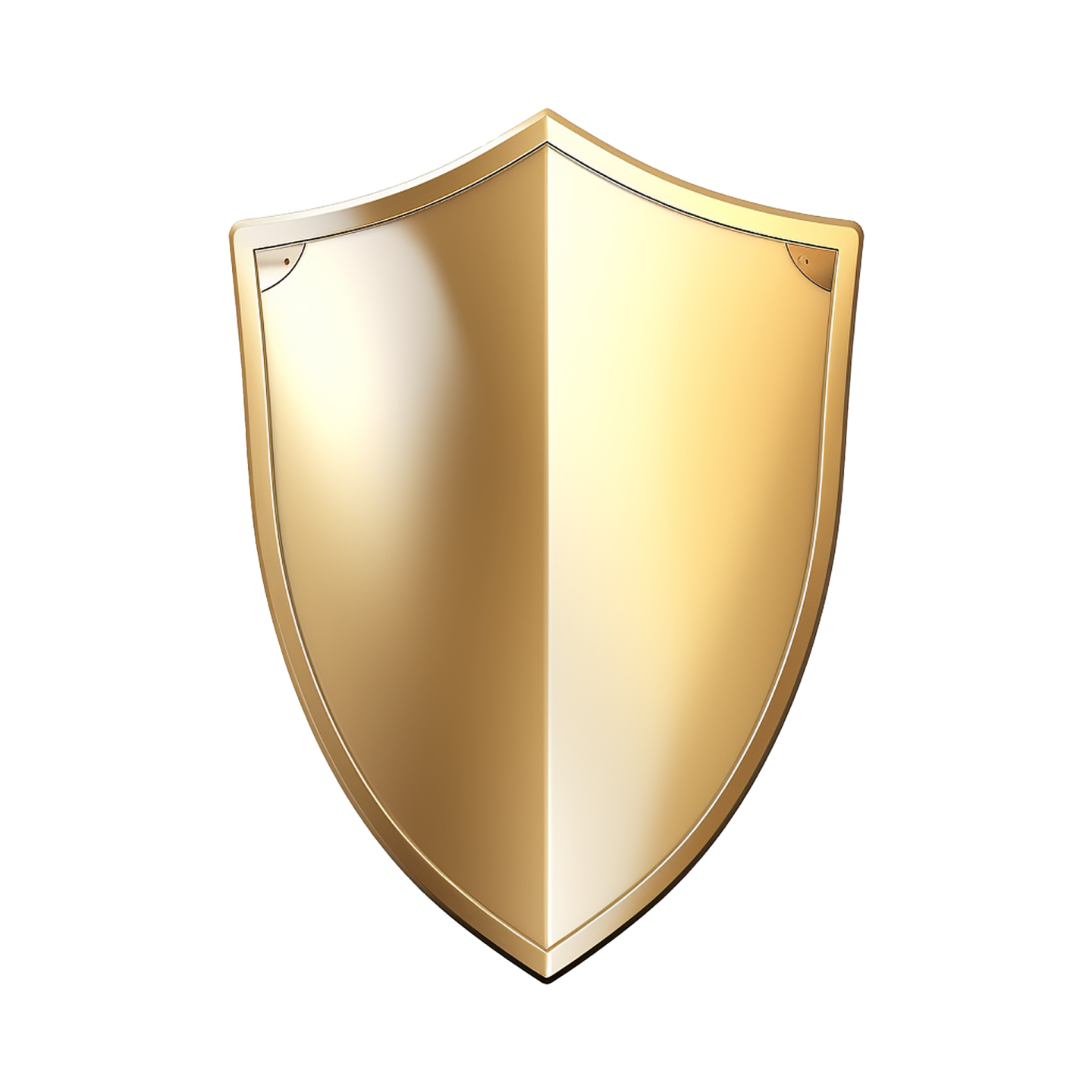 a golden shield on a white background
