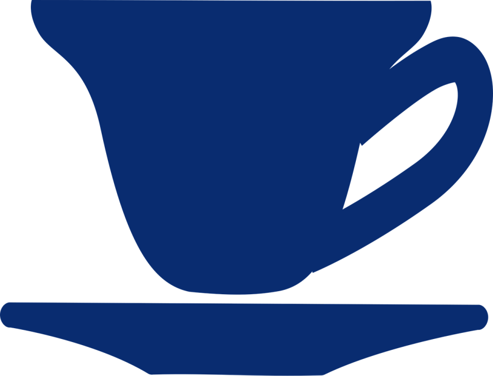 a blue coffee cup on a white background