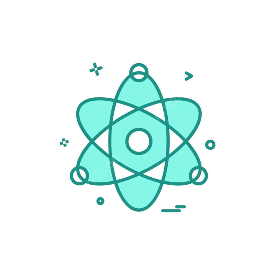a blue and green icon of an atom