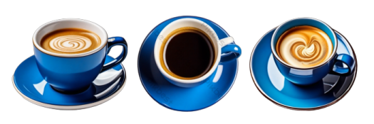 three cups of coffee on a white background