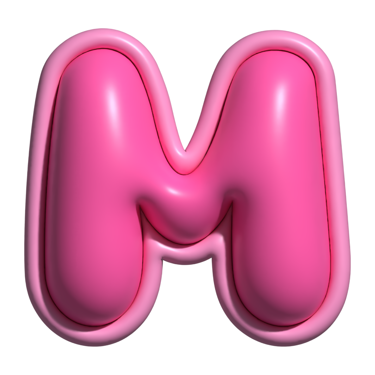 a pink letter m