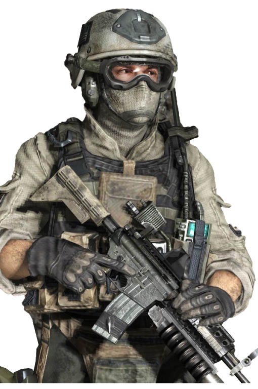 a soldier with a rifle in his hand