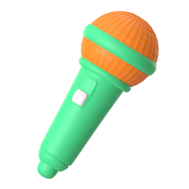 a green and orange microphone on a white background
