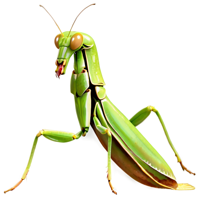 a praying mantis on a white background