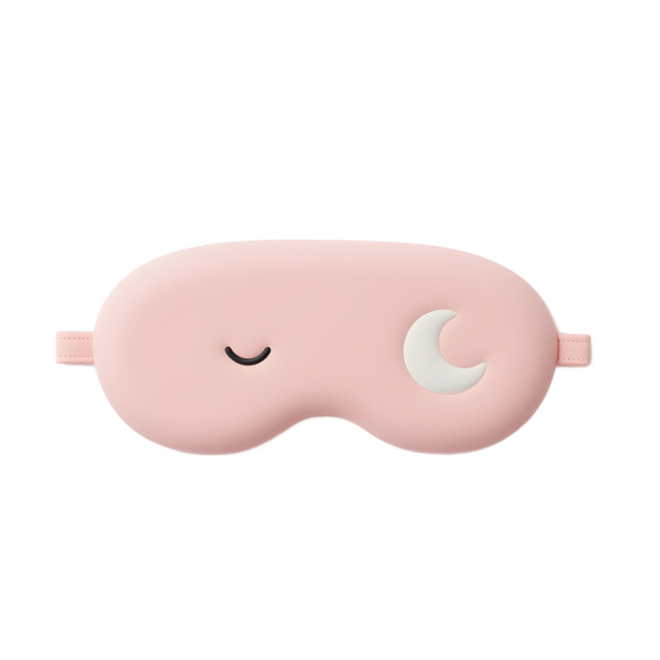 a pink sleeping mask with an eye patch on it