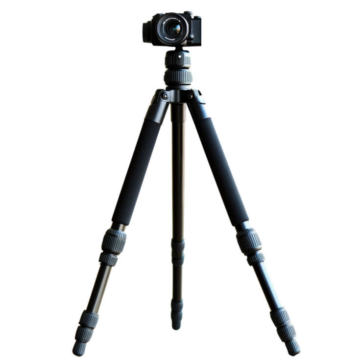 a tripod with a camera on top of it