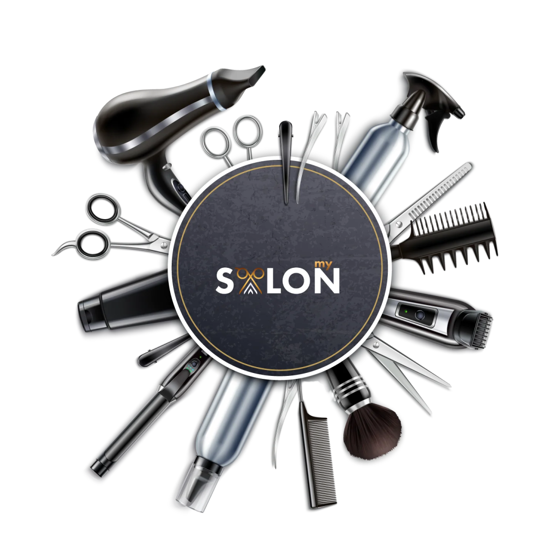 a circle of tools with the word salon on it