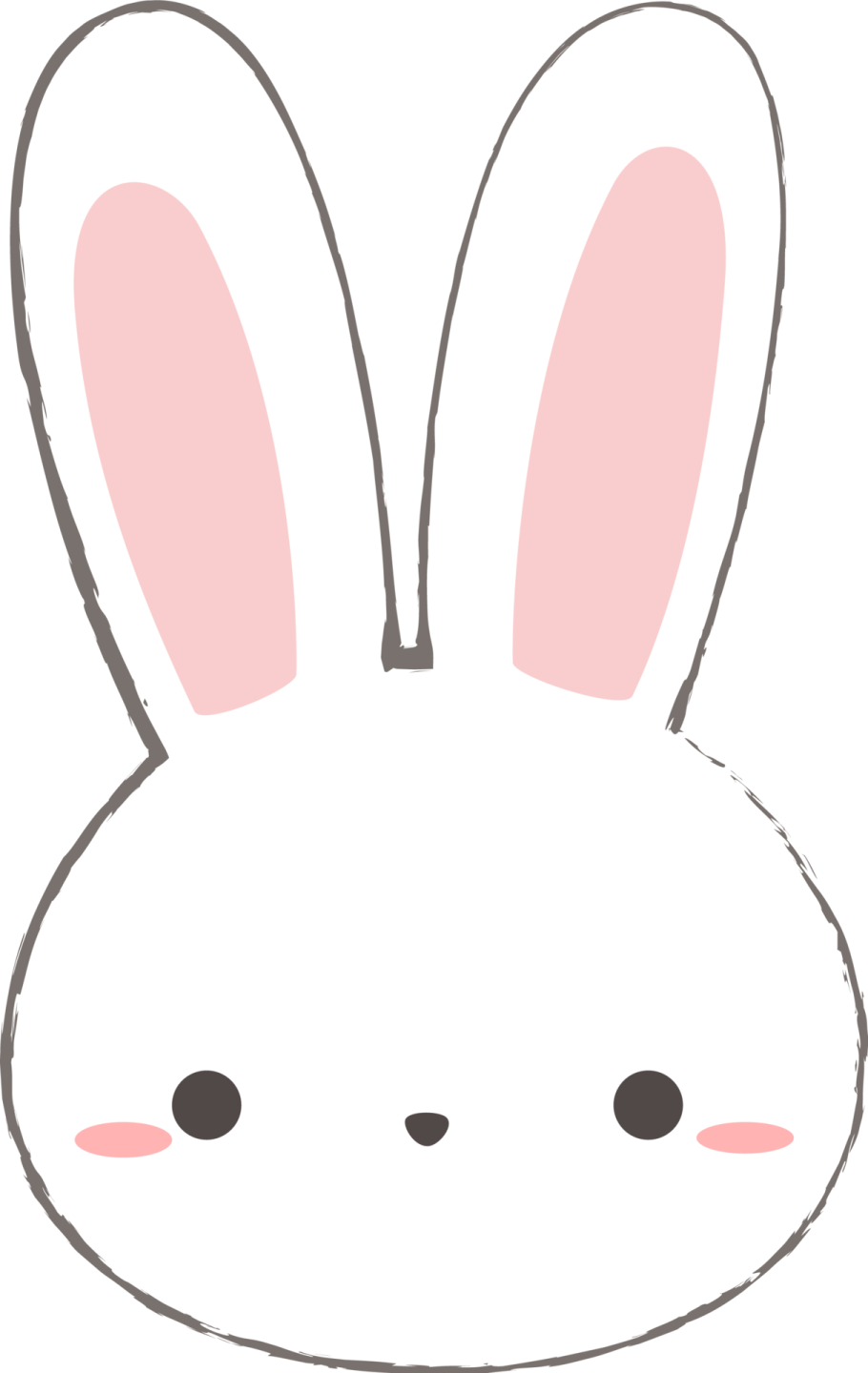 a white rabbit face with pink ears