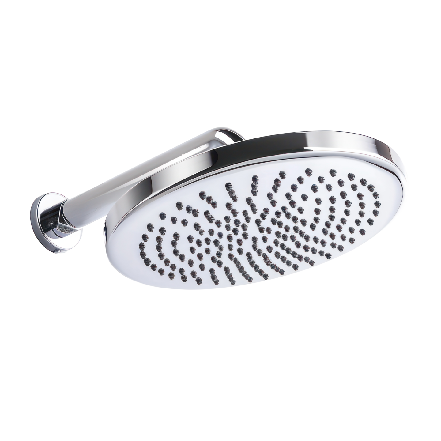 an image of a chrome finish shower head