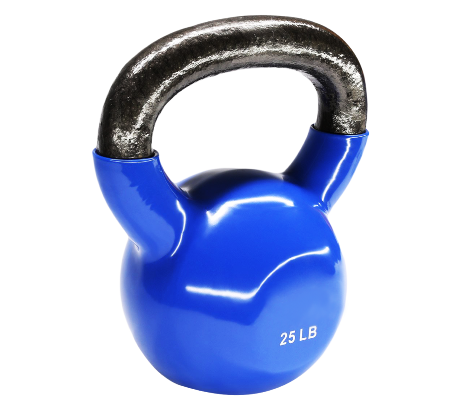 a blue kettle with a black handle