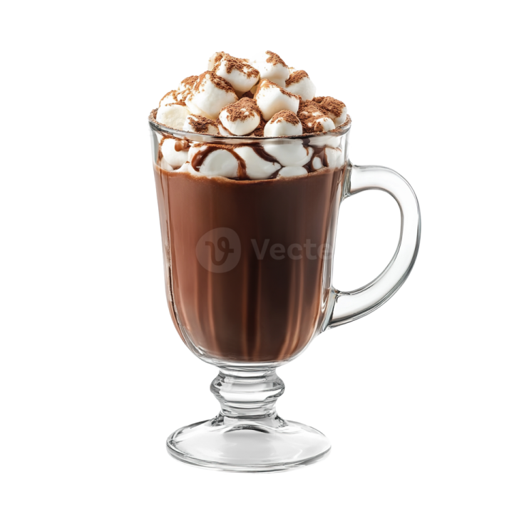 a glass cup filled with hot chocolate and whipped cream