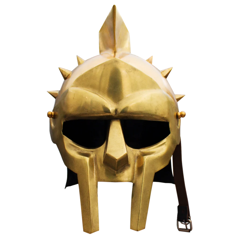 a gold helmet with spikes on it