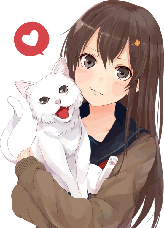 a girl holding a white cat in her arms
