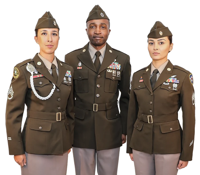 a man and woman in military uniforms