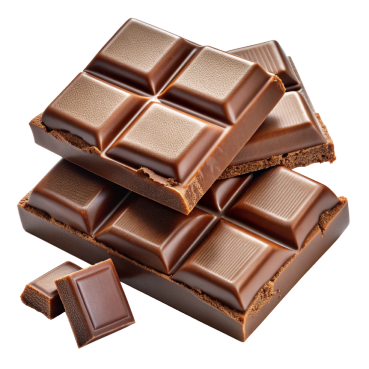a pile of chocolate on a white background