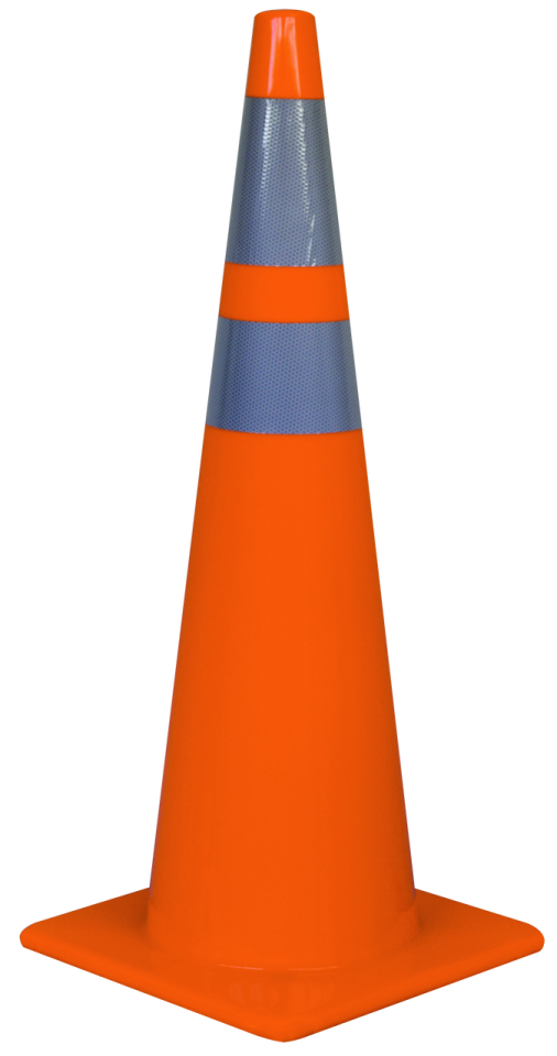 an orange traffic cone on a white background