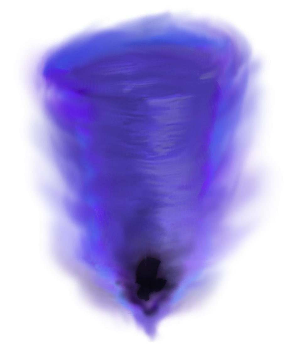 a drawing of a purple and blue object