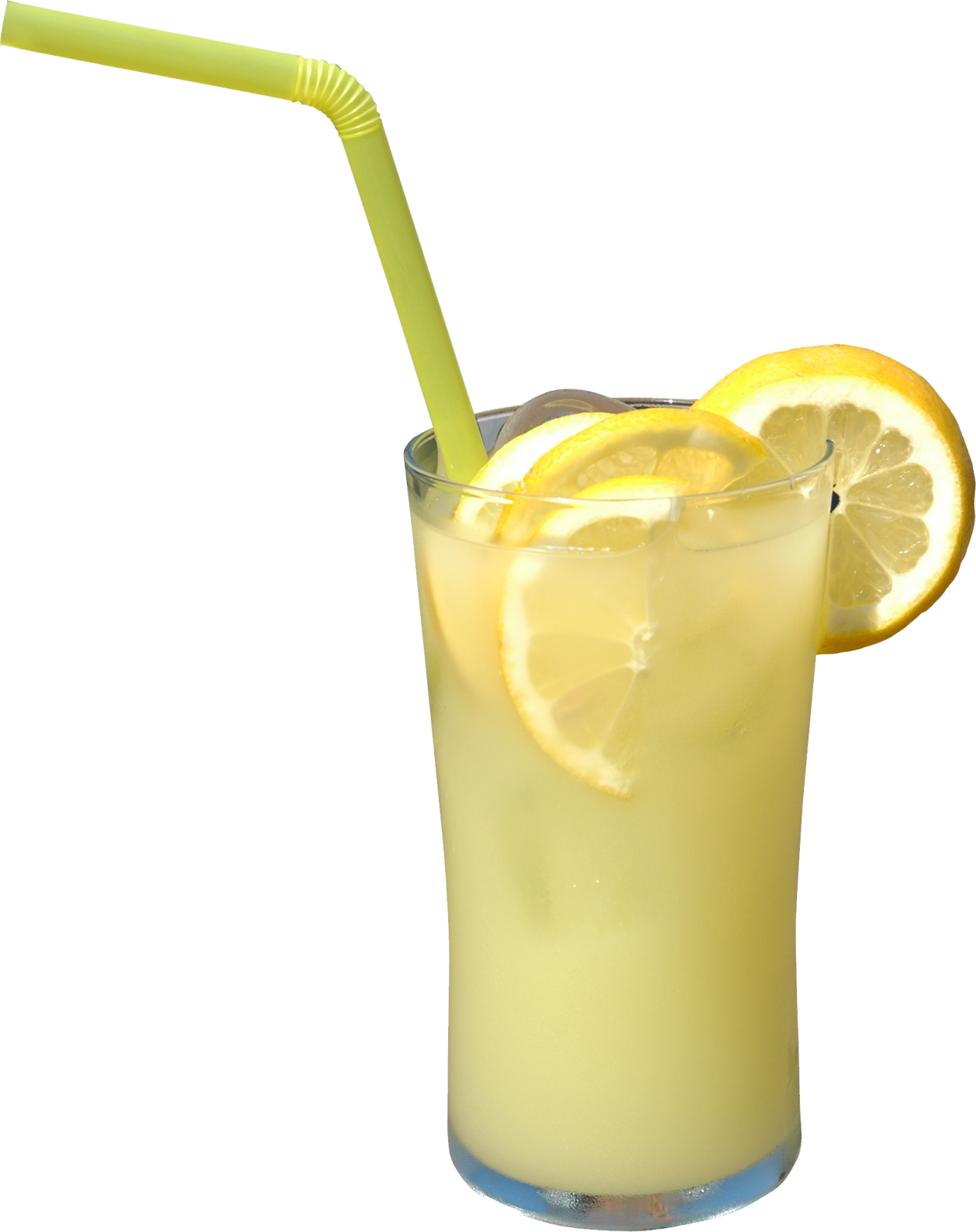 a glass filled with a drink and a lemon slice