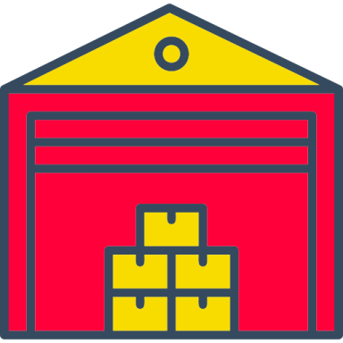 an icon of a warehouse with boxes