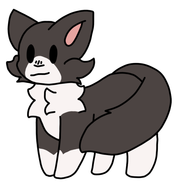 a drawing of a black and white cat