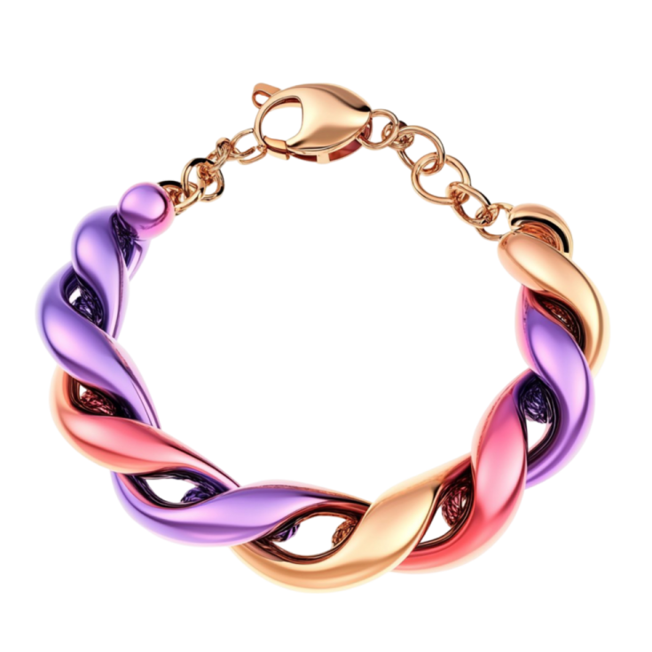a pink and purple bracelet on a white background