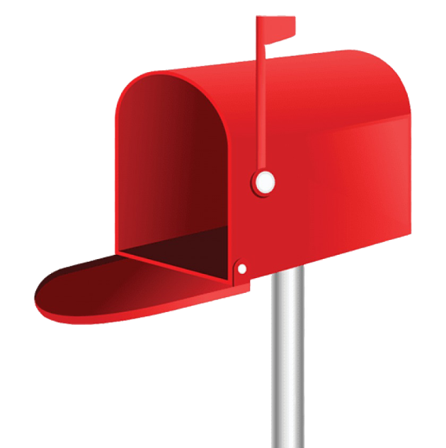 a red mailbox on a white background