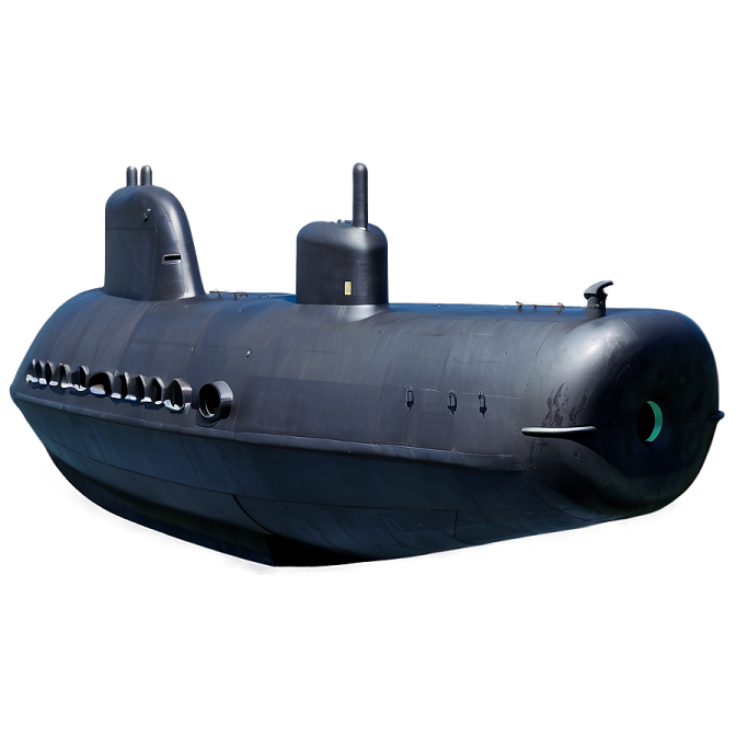 a black submarine on a white background