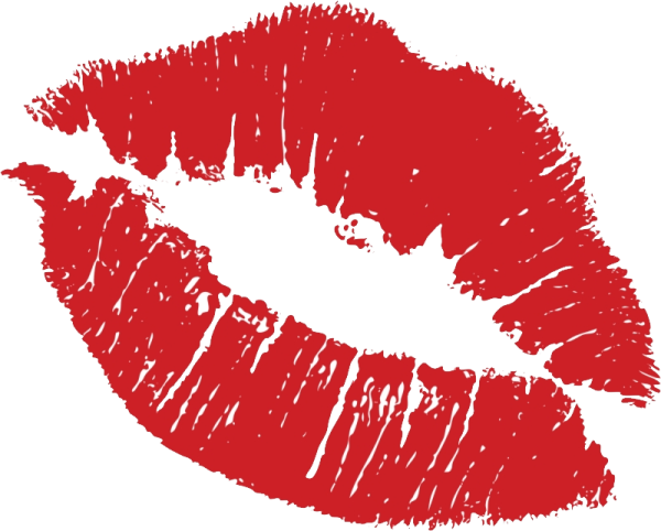 a red lipstick imprint on a white background