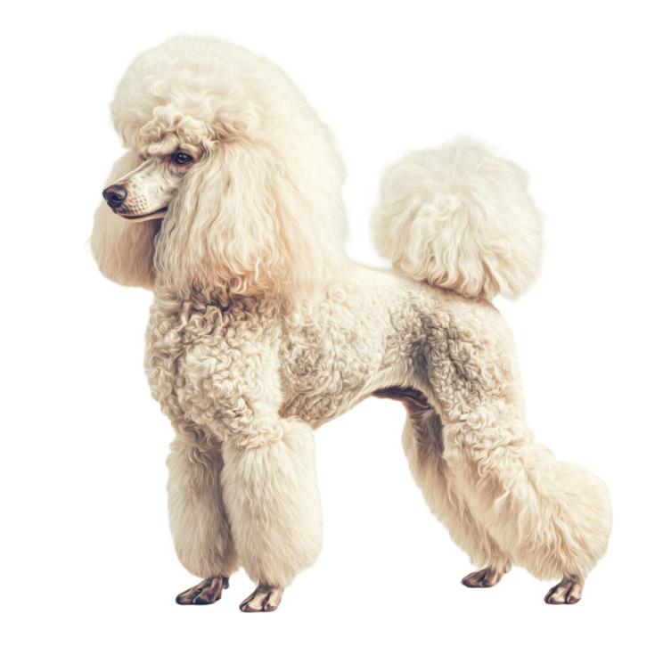 a white poodle dog standing on its hinds