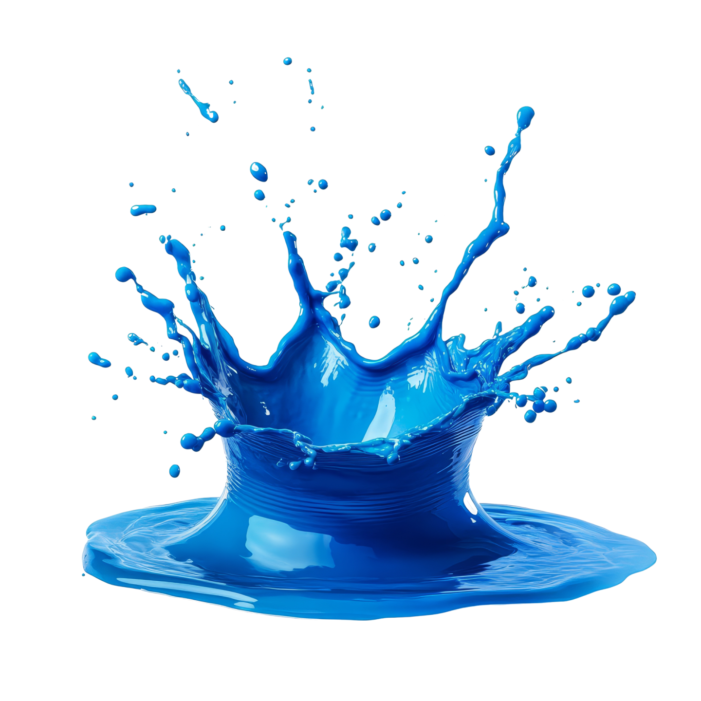 a blue splash of water on a white background