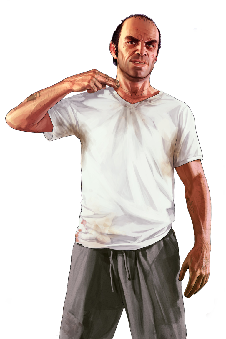a drawing of a man in a white shirt
