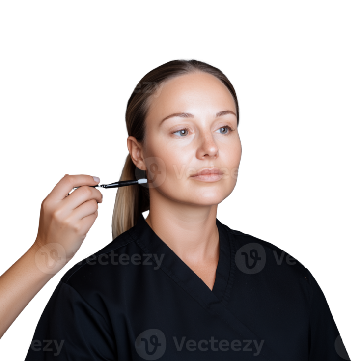 a woman getting her eyebrows done with a brush