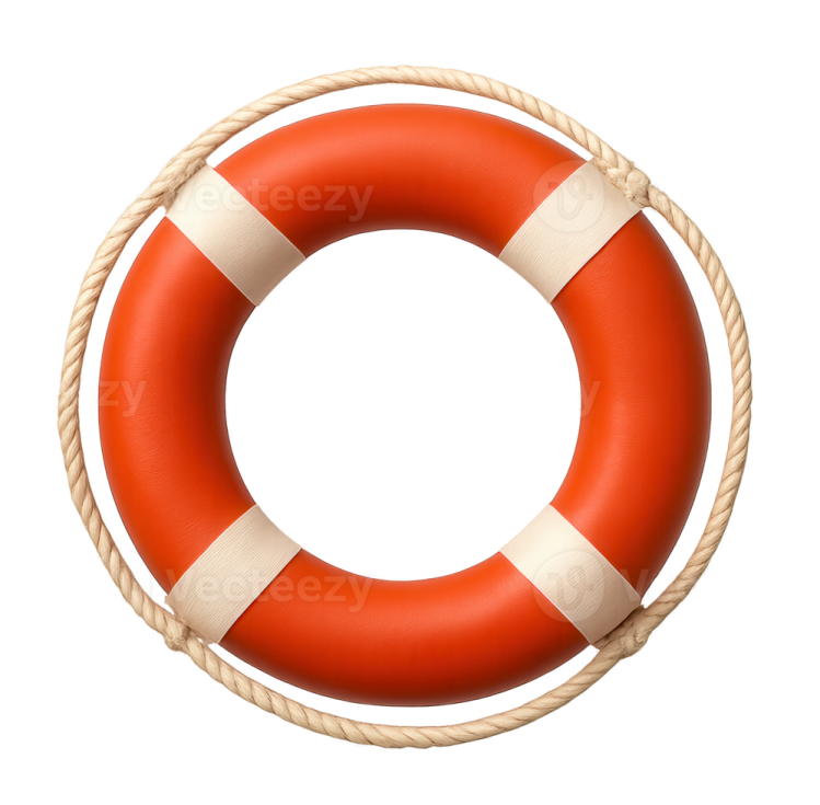 an orange life ring on a white background