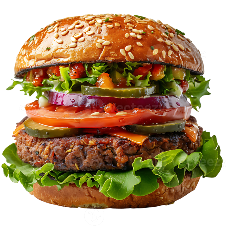 a hamburger on a white background