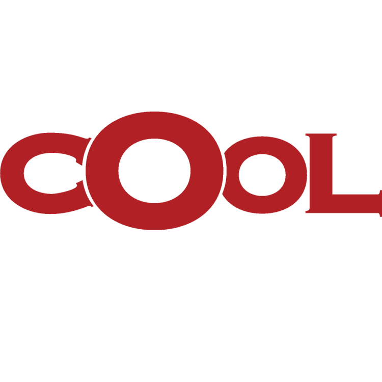 a red and white logo with the word cool