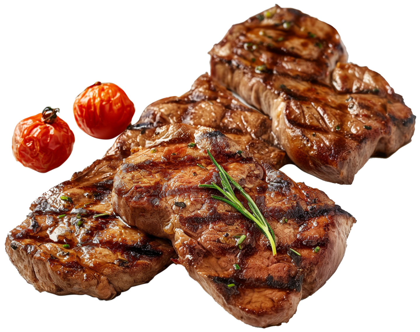 two pieces of meat on a white background