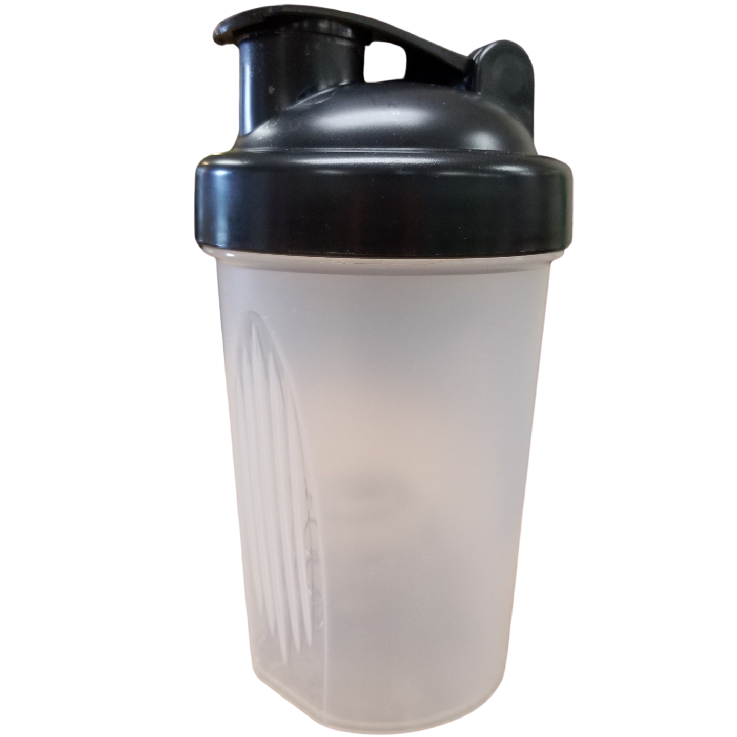 a shaker bottle with a black lid