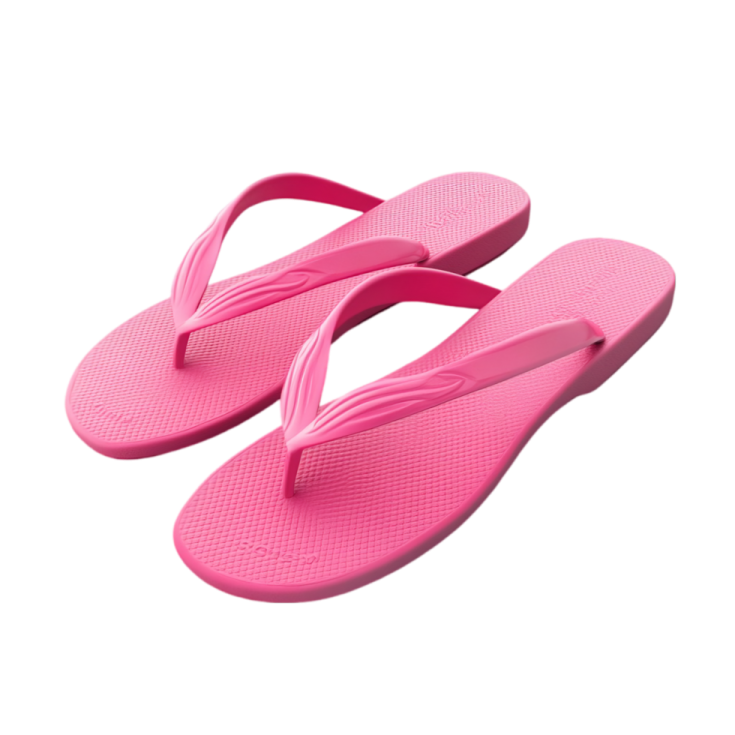 a pair of pink flip flops