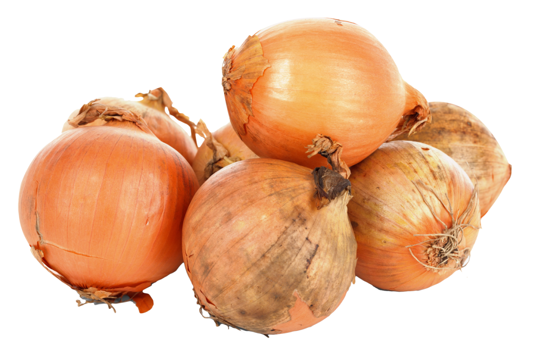 a pile of onions on a white background