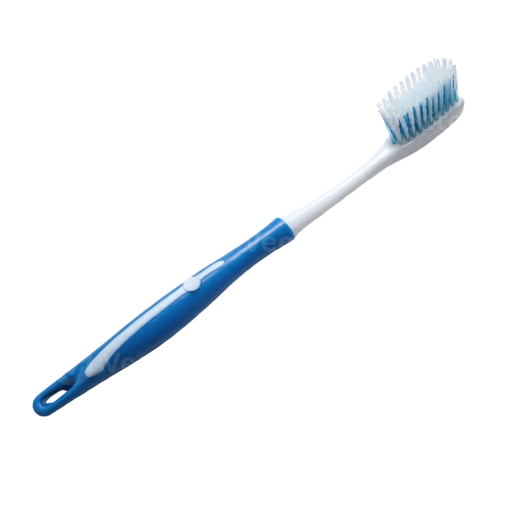 a blue toothbrush on a white background